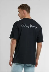 URBAN CLASSICS T-Shirt UC Signature Logo Tall Tee Schwarz/Dunkelblau