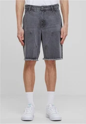 URBAN CLASSICS Shorts Open Edge Two Knee Denim Shorts Grau/Dunkelgrau/Hellgrau