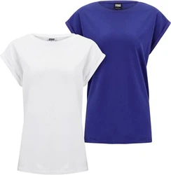 URBAN CLASSICS T-Shirt Pre-Pack Ladies Extended Shoulder Tee Blau/Dunkelblau