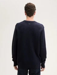 TOM TAILOR Strickpullover Comfort Wool Dunkelblau/Schwarz/Blau