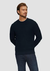 s.Oliver Strickpullover mit Musterstruktur Dunkelblau/Hellblau