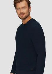 s.Oliver Strickpullover mit Musterstruktur Dunkelblau/Hellblau