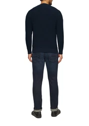 s.Oliver Strickpullover mit Musterstruktur Dunkelblau/Hellblau