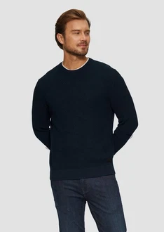s.Oliver Strickpullover mit Musterstruktur Dunkelblau/Hellblau s.Oliver Strickpullover mit Musterstruktur Dunkelblau/Hellblau