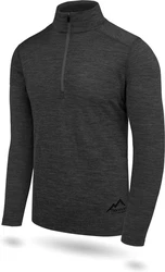 normani Langarmshirt Herren mit 1/4 Zipper Canberra Dunkelgrau/Grau/Schwarz