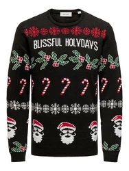 ONLY & SONS Pullover ONSXMAS REG 5 ALLOVER CREW KNIT Schwarz/Rot/Beige/Braun
