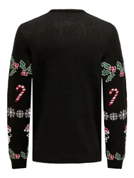 ONLY & SONS Pullover ONSXMAS REG 5 ALLOVER CREW KNIT Schwarz/Rot/Beige/Braun