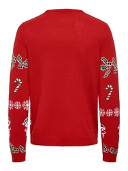 ONLY & SONS Pullover ONSXMAS REG 5 ALLOVER CREW KNIT Dunkelrot/Rot