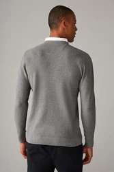 Next 2-in-1 Pullover Hemdeinsatz Grau/Hellgrau/Silber