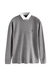 Next 2-in-1 Pullover Hemdeinsatz Grau/Hellgrau/Silber