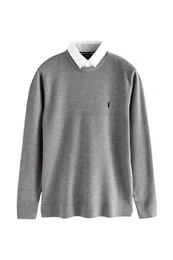 2-in-1-Pullover Oxford-Pullover mit angedeutetem Hemd (1-tlg)