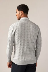 Next 2-in-1 Pullover Hemdeinsatz Grau