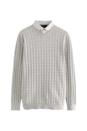 2-in-1-Pullover Oxford-Pullover mit angedeutetem Hemd (1-tlg)