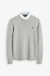 Next 2-in-1 Pullover Hemdeinsatz Grau/Silber