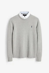 Next 2-in-1 Pullover Hemdeinsatz Grau/Silber