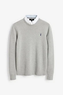 Next 2-in-1 Pullover Hemdeinsatz Grau/Silber