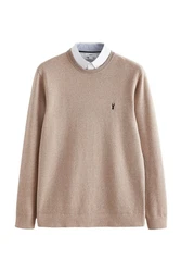 Next 2-in-1 Pullover Hemdeinsatz Braun/Beige/Khaki