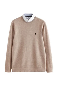 Next 2-in-1 Pullover Hemdeinsatz Braun/Beige/Khaki