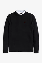 Next 2-in-1 Pullover Hemdeinsatz Schwarz