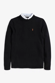 Next 2-in-1 Pullover Hemdeinsatz Schwarz