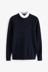 Next 2-in-1 Pullover Hemdeinsatz Dunkelblau/Blau