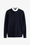 Next 2-in-1 Pullover Hemdeinsatz Dunkelblau/Blau
