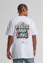 Upscale by Mister Tee T-Shirt Peace&Love Heavy Oversize Tee Weiß/Silber/Mintgrün/Grün