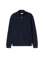 TOM TAILOR Strickpullover Strick Troyer Dunkelblau/Blau