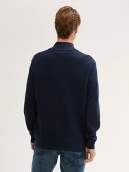 TOM TAILOR Strickpullover Strick Troyer Dunkelblau/Blau