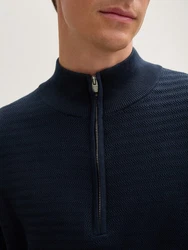 TOM TAILOR Strickpullover Strick Troyer Dunkelblau/Blau