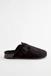 Next Pantoletten mit Schnalle Hausschuh Schwarz/Dunkelbraun/Bordeaux/Braun
