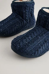 Next Gestrickte Hausstiefel Dunkelblau/Blau