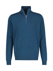 LERROS Strickpullover Flachstrick-Troyer mit Reißverschlusskragen Blau/Dunkelblau