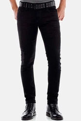 Cipo & Baxx 5-Pocket Jeans Straight Fit Schwarz/Bordeaux/Dunkelrot