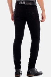 Cipo & Baxx 5-Pocket Jeans Straight Fit Schwarz/Bordeaux/Dunkelrot