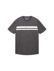 TOM TAILOR T-Shirt mit Logoprint schwarzmeliert/weiß