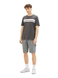 TOM TAILOR T-Shirt mit Logoprint schwarzmeliert/weiß