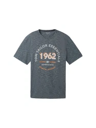 TOM TAILOR T-Shirt mit Logo Print Grau/Dunkelblau/Hellblau/Blau