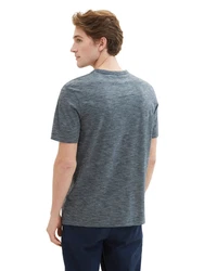 TOM TAILOR T-Shirt mit Logo Print Grau/Dunkelblau/Hellblau/Blau