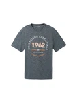 TOM TAILOR T-Shirt mit Logo Print Grau/Dunkelblau/Hellblau/Blau