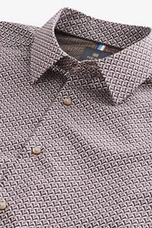 Next Langarmhemd Formelles Hemd mit Print und Sportmanschetten Rot/Braun