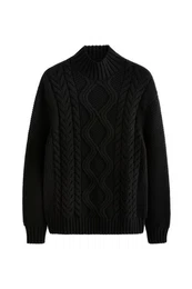 Rundhalspullover Regular Fit Zopfstrickpullover mit Baumwolle (1-tlg)