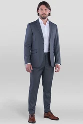 SANDER STELLAN Anzug Herren Business Anzug Slim Fit Dunkelblau/Grau/Blau/Hellblau