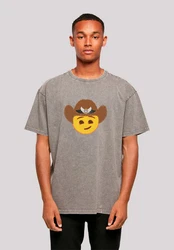 emoji couture T-Shirt Smiling Face Cowboy Hat Premium Qualität gelb