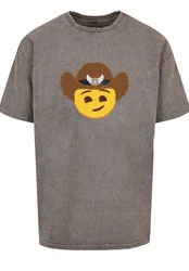 emoji couture T-Shirt Smiling Face Cowboy Hat Premium Qualität gelb
