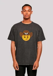 T-Shirt Smiling sequin yellow face cowboy hat Premium Qualitt