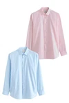 Next Langarmhemd Pflegeleichtes Hemd im 2er-Pack Hellblau/Rosa