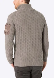 Timezone Strickpullover 3D-Schachbrettmuster Schultertasche (8025) Beige