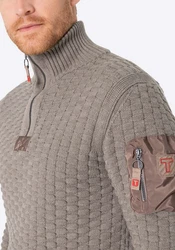 Timezone Strickpullover 3D-Schachbrettmuster Schultertasche (8025) Beige
