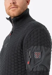 Timezone Strickpullover 3D-Schachbrettmuster Schultertasche (8025) Schwarz